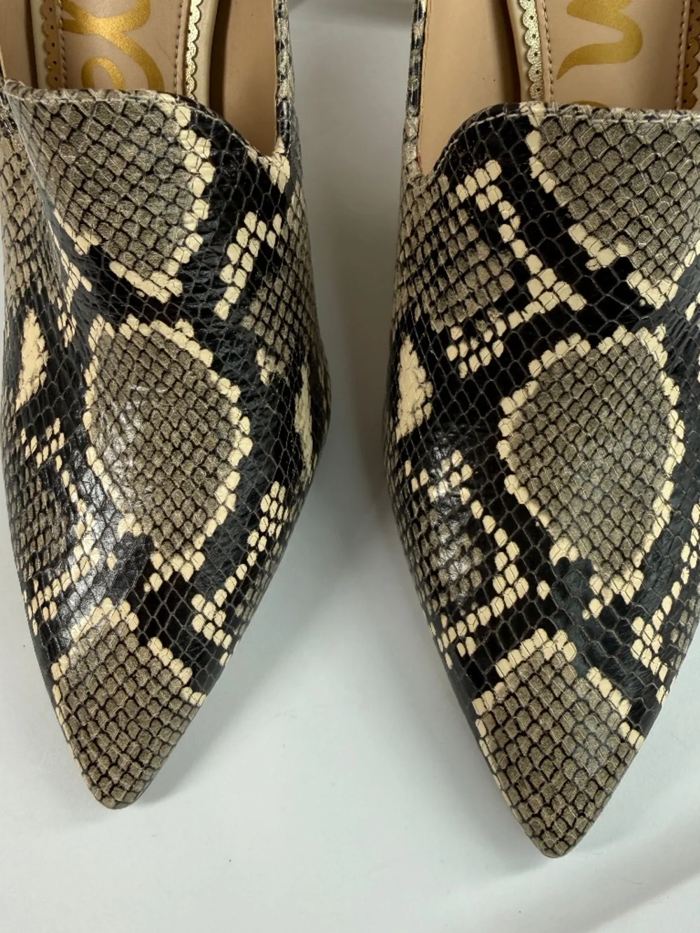 Sam Edelman Harlee Snakeskin Print Mule Heels Pointed Toe Pumps Size 10 NWOT